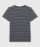 Tee-shirt LE DROIT col rond en coton bio Femme bleu SMOKING/blanc MARSHMALLOW