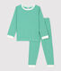 Pyjama milleraies vert en coton enfant