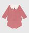 Ensemble naissance trois pièces en coton et t-shirt à col brodé rose ROSEWOOD/ MULTICO