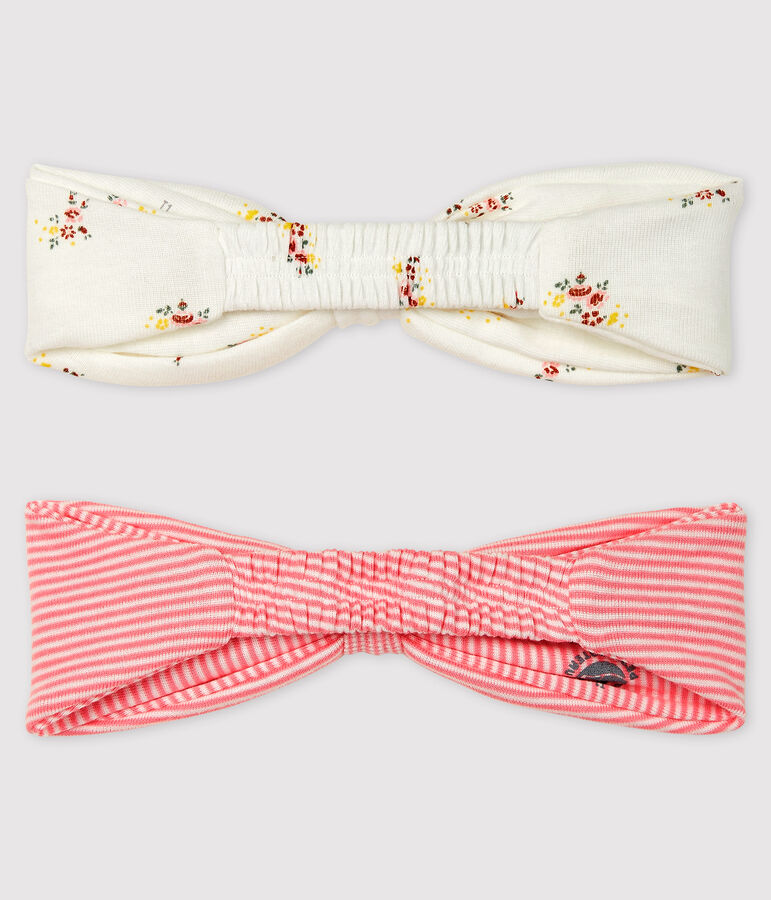 Lot de 2 bandeaux, uni et ray&eacute;, b&eacute;b&eacute; fille multicouleur