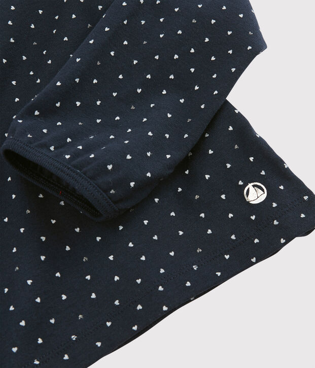 Tee-shirt &agrave; col enfant fille bleu/multicouleur