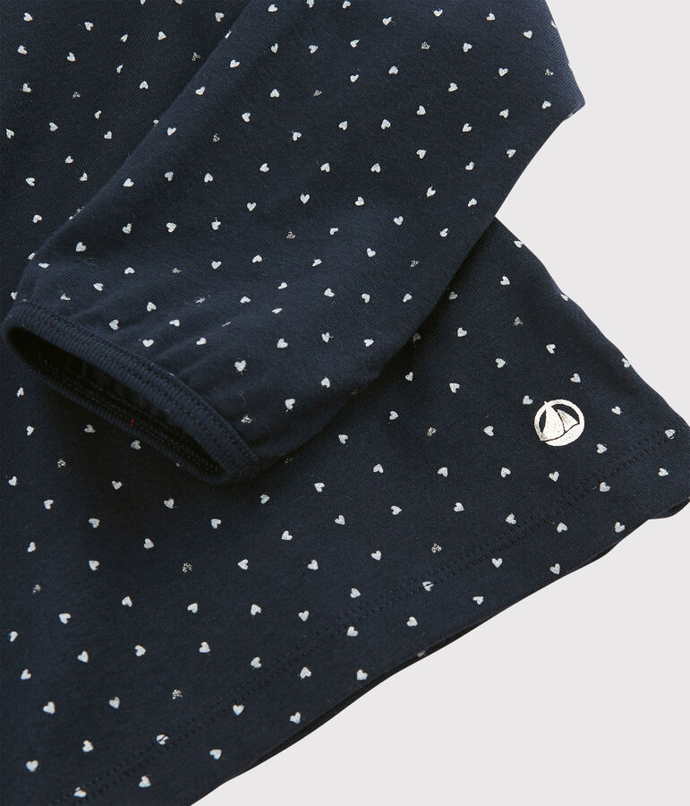 Tee-shirt &agrave; col enfant fille bleu/multicouleur