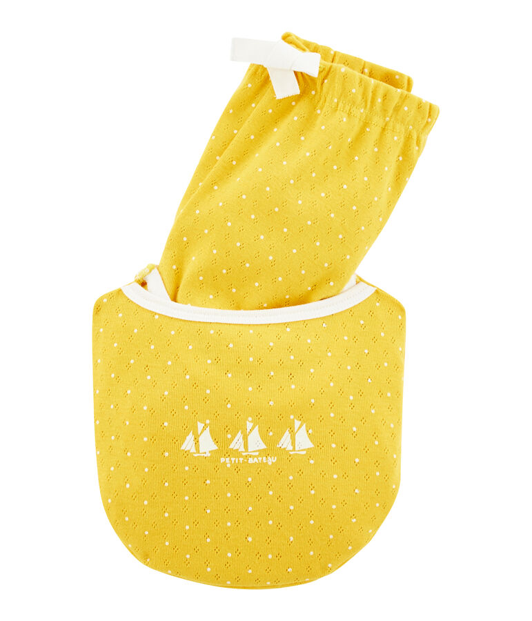 Pyjacourt petite fille en c&ocirc;te jaune HONEY/blanc MARSHMALLOW