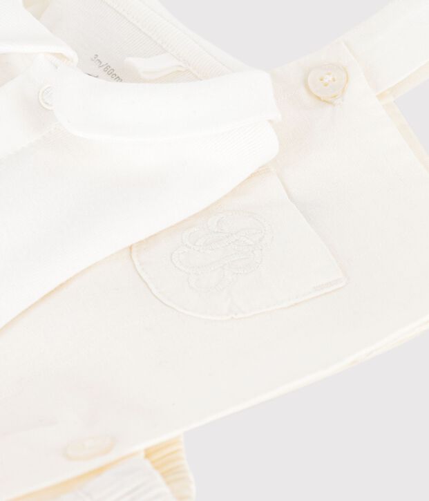 Ensemble 2 pi&egrave;ces b&eacute;b&eacute; en coton/lin avec d&eacute;tail brod&eacute; multicouleur