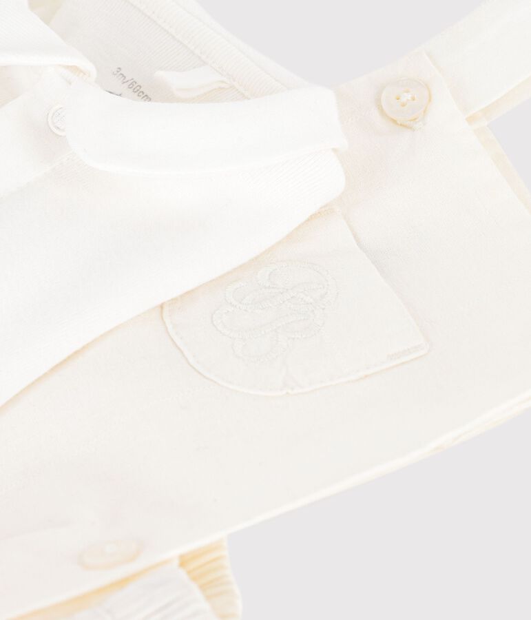 Ensemble 2 pi&egrave;ces b&eacute;b&eacute; en coton/lin avec d&eacute;tail brod&eacute; multicouleur