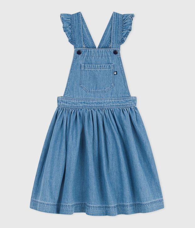 Robe salopette enfant en coton bleu