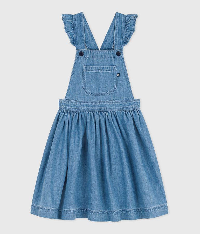 Robe salopette enfant en coton bleu DENIM CLAIR