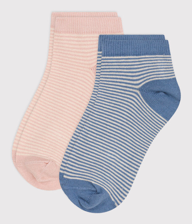 2 paires de chaussettes en coton milleraies enfant multicouleur