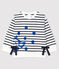 Marinière manches longues en jersey bébé fille. blanc MARSHMALLOW/bleu SMOKING