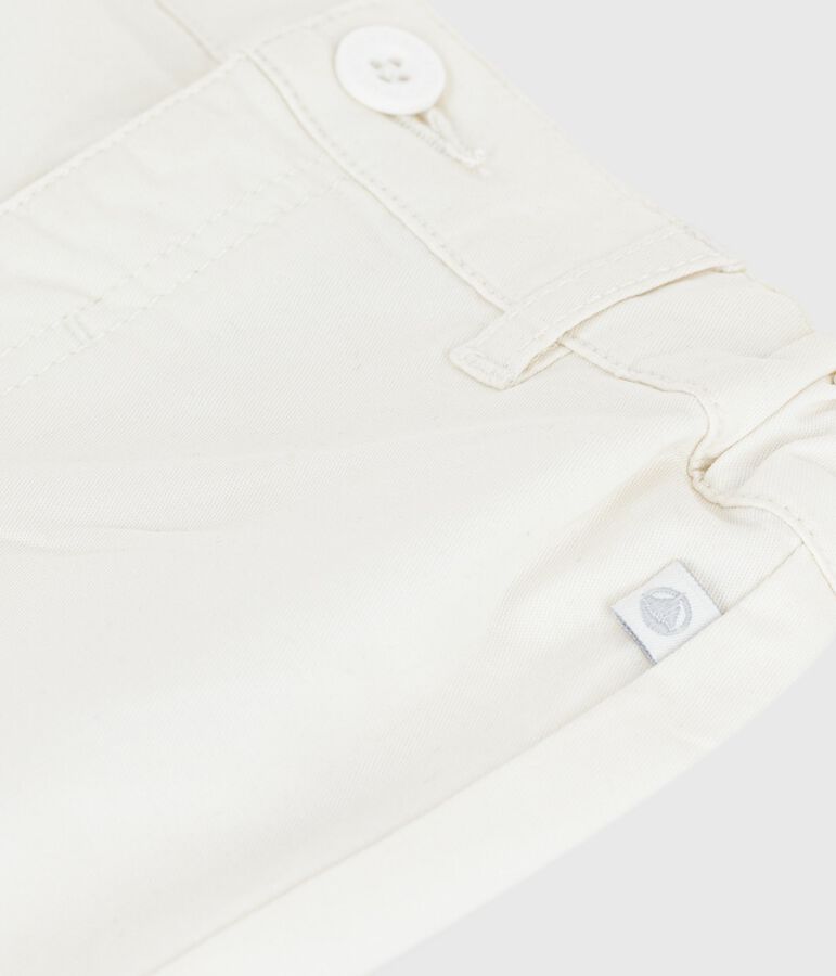 Short b&eacute;b&eacute; en coton uni blanc MARSHMALLOW