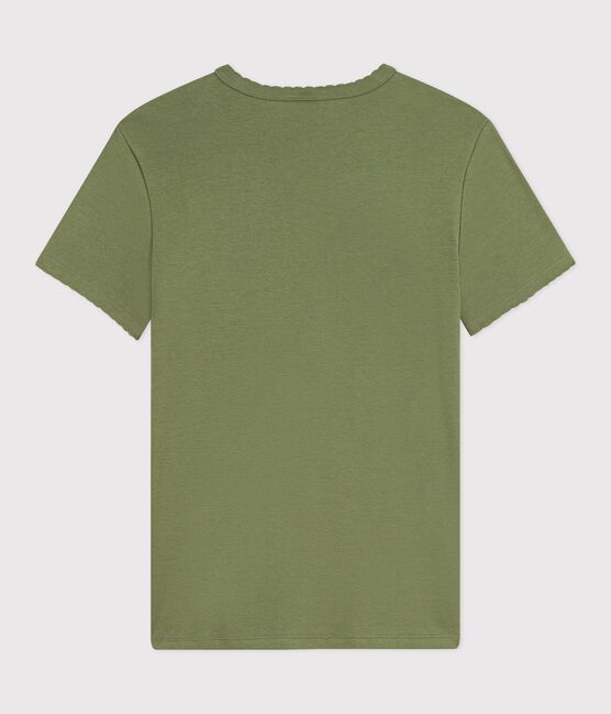 Tee-shirt femme en coton manches courtes uni vert OLIVINE