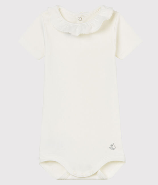 Body manches courtes avec collerette bébé fille blanc MARSHMALLOW