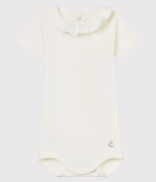 Body manches courtes avec collerette b&eacute;b&eacute; fille blanc
