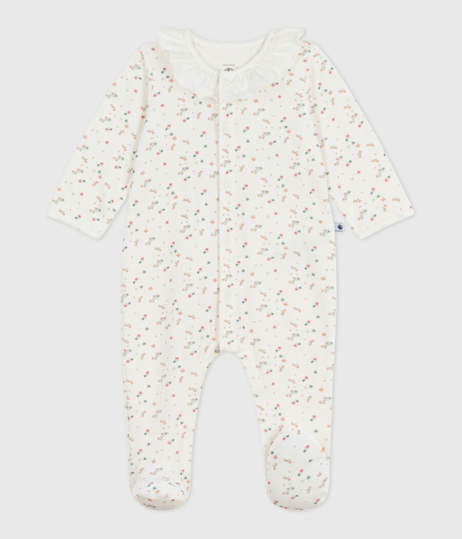 Pyjama bébé en velours à col fleuri (Petit Bateau) - Couverture
