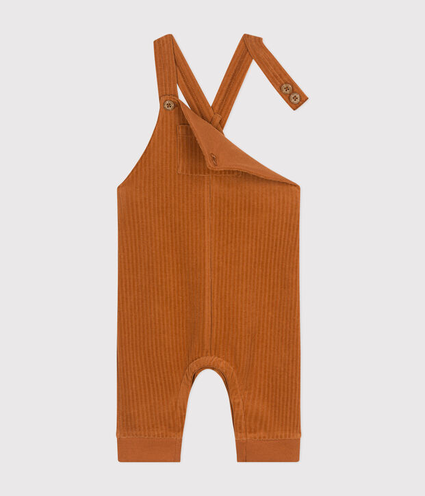 Salopette longue en velours b&eacute;b&eacute; marron