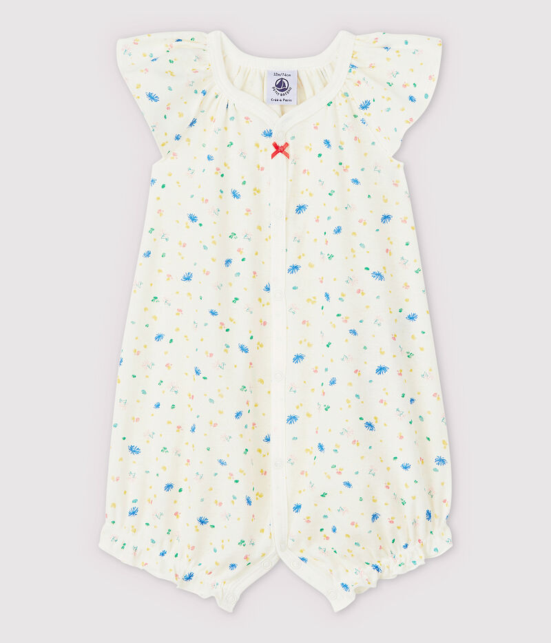 Combicourt à petites fleurs bébé en coton et lin