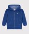Sweatshirt zipp&eacute; enfant en coton bleu fonc&eacute;