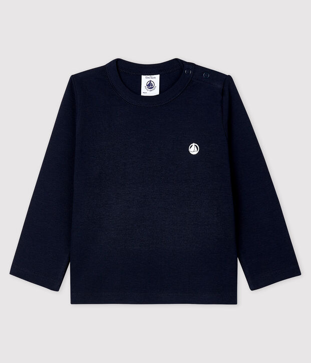 Tee-shirt manches longues en coton b&eacute;b&eacute; gar&ccedil;on bleu marine