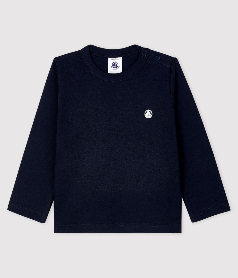 Tee-shirt manches longues en coton b&eacute;b&eacute; gar&ccedil;on bleu