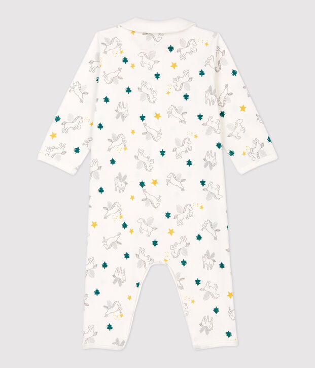 Dors-bien sans pieds &agrave; col b&eacute;b&eacute; en coton blanc/multicouleur