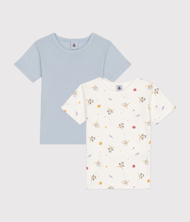 Lot de 2 tee-shirts &agrave; manches courtes espace en coton enfant multicouleur
