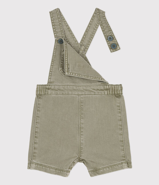 Salopette courte bébé en denim vert MARECAGE