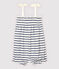 Combinaison courte en coton/lin rayé bébé fille blanc MARSHMALLOW/bleu MEDIEVAL