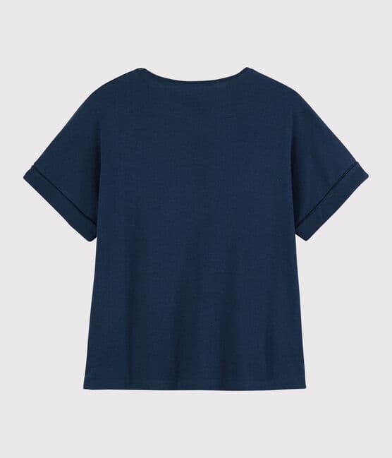 T-shirt en coton/lin uni Femme bleu MEDIEVAL