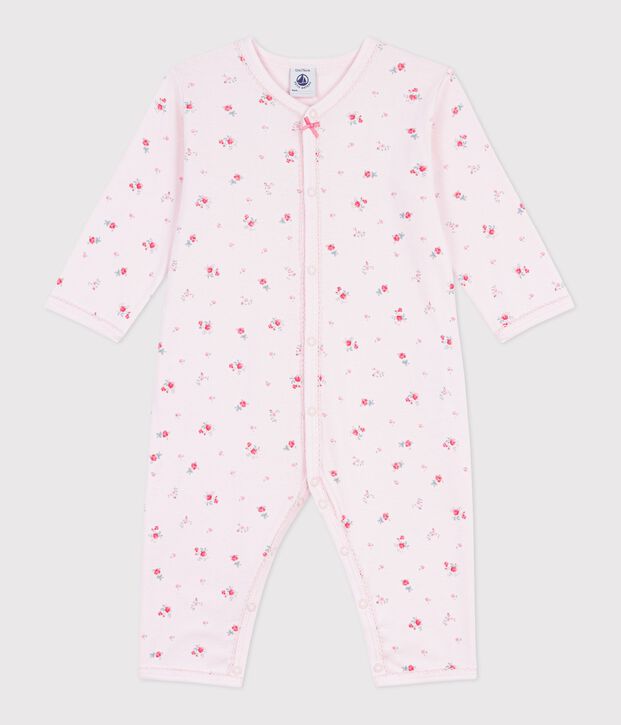 Pyjama b&eacute;b&eacute; en coton sans pieds imprim&eacute; fleuri rose/multicouleur