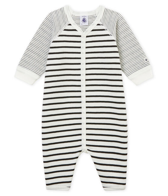 Dors bien sans pieds bébé garçon moelleux blanc MARSHMALLOW/gris CAPECOD