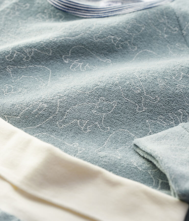 Pyjama ours en bouclette &eacute;ponge gratt&eacute;e enfant SEDUMBLUE/ MARSHMALLOW