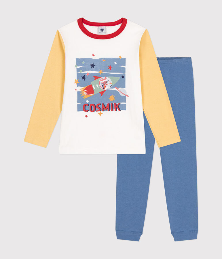Pyjama en coton  uni motif espace enfant bleu BEACH/ MULTICO