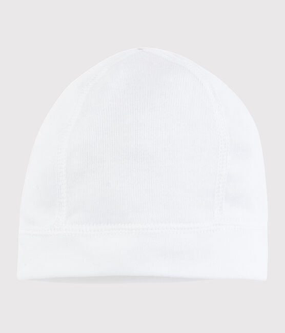 Bonnet naissance bébé blanc en coton blanc ECUME
