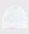 Bonnet naissance bébé blanc en coton blanc ECUME