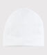 Bonnet naissance bébé blanc en coton