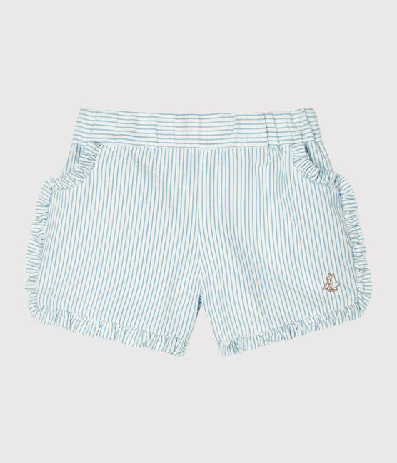 Short Bebe Fille En Seersucker Marshmallow Acier Petit Bateau