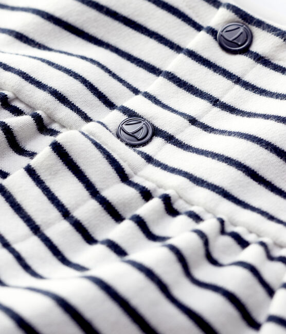 Cardigan en molleton bébé. blanc MARSHMALLOW/bleu SMOKING