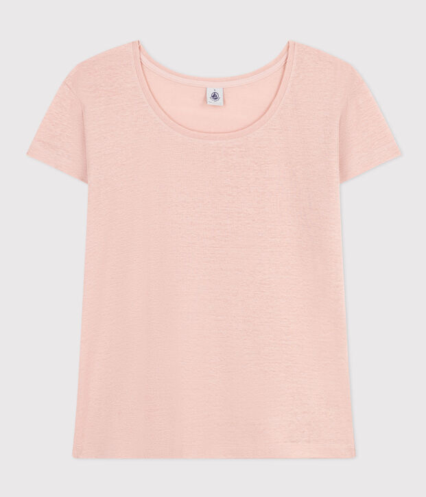 Tee-shirt Le Droit col rond en lin femme rose