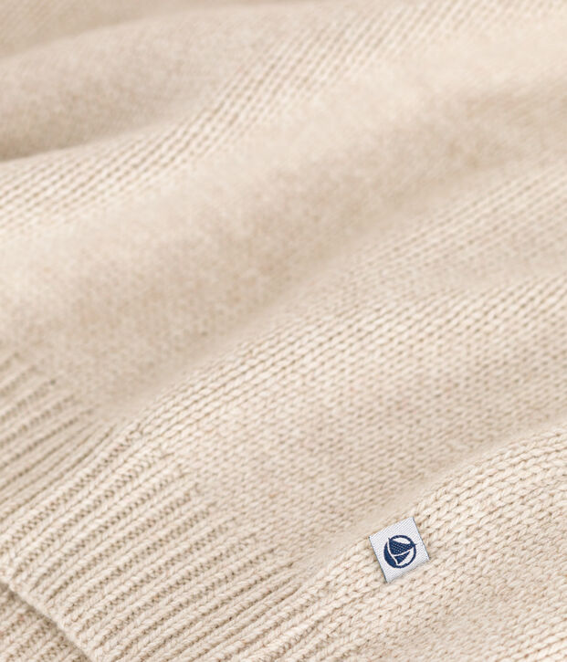 Pull jacquard en laine et coton enfant fille / gar&ccedil;on beige/multicouleur