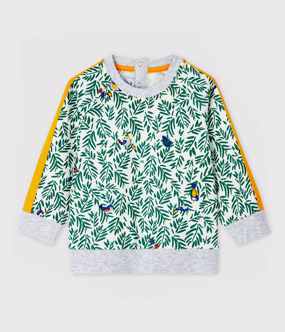 Sweatshirt imprimé en côte bébé garçon blanc MARSHMALLOW/blanc MULTICO