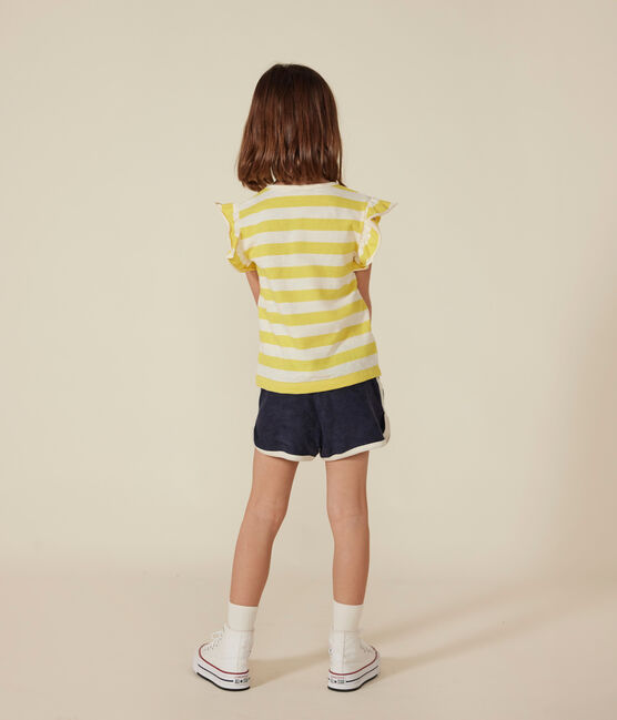 Tee-shirt rayé en jersey flammé enfant fille jaune NECTAR/ AVALANCHE