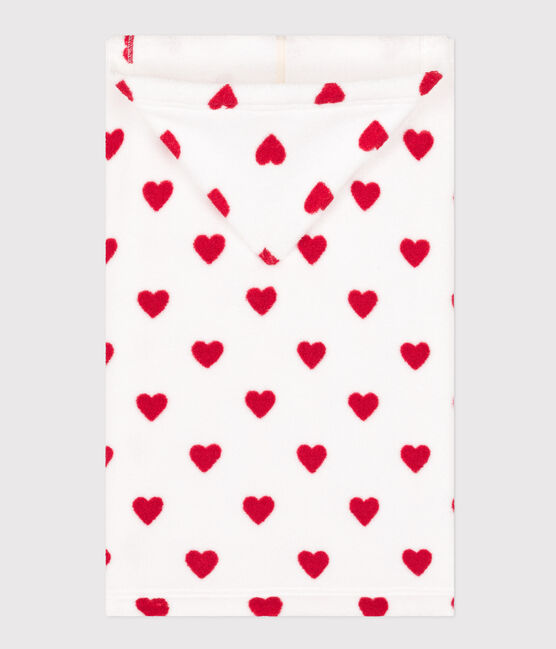 Cape de bain coeurs bébé en éponge blanc MARSHMALLOW/rouge TERKUIT