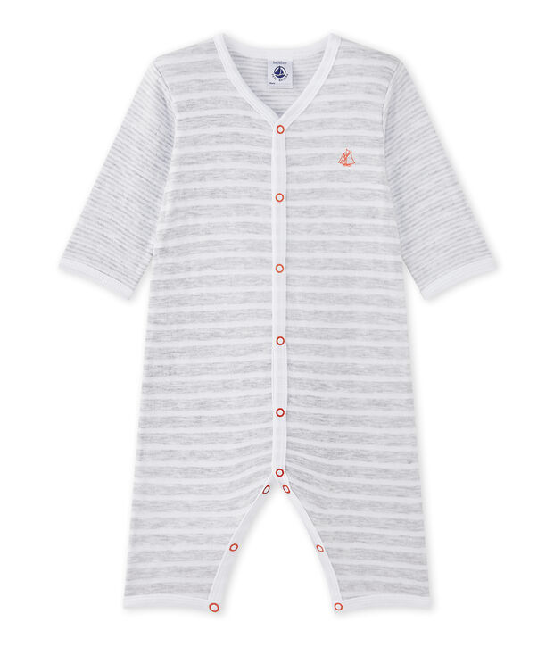 Dors bien sans pieds b&eacute;b&eacute; gar&ccedil;on gris/blanc