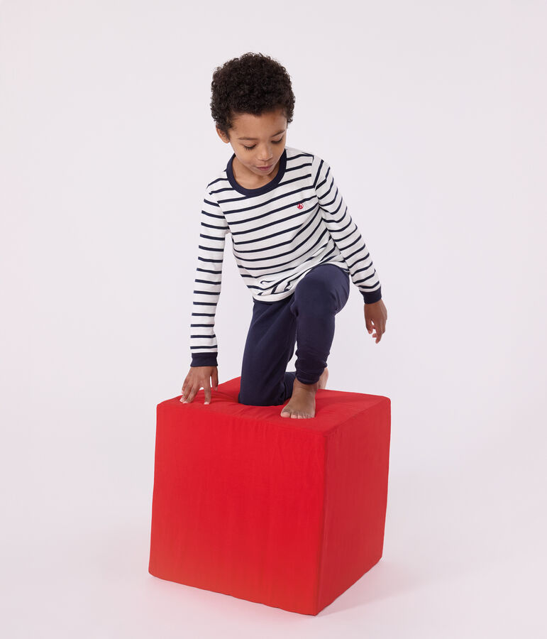 Pyjama marini&egrave;re petit gar&ccedil;on en coton blanc MARSHMALLOW/bleu SMOKING