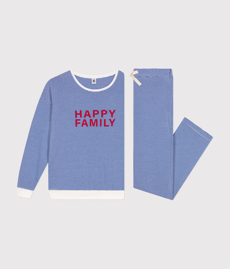 Pyjama en coton ray&eacute; femme bleu CALVIN/ MARSHMALLOW