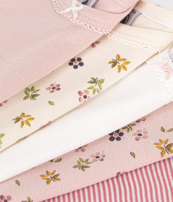Lot de 5 bodies manches longues fleurs en coton bébé variante 1