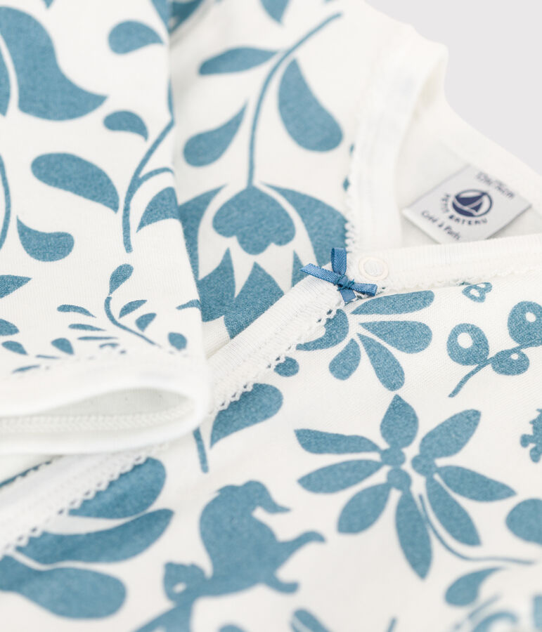 Dors-bien fleur b&eacute;b&eacute; en tubique blanc/bleu