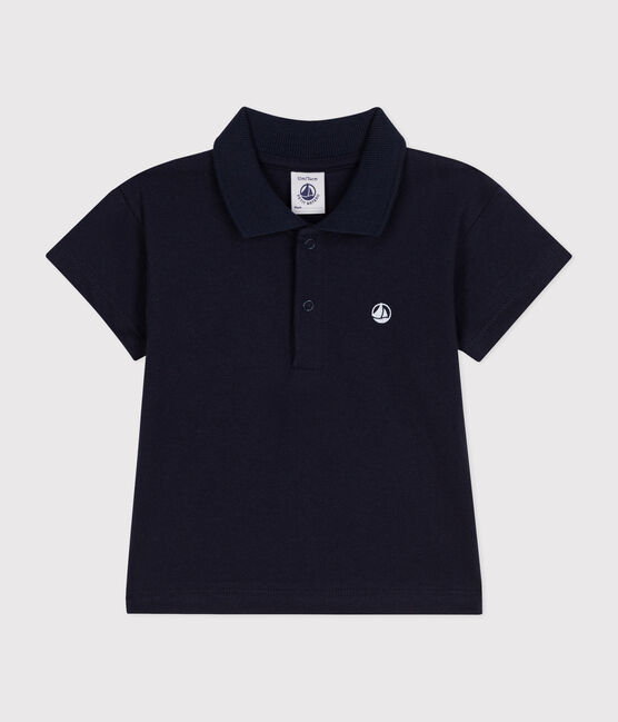 Polo manches courtes en coton bébé bleu SMOKING