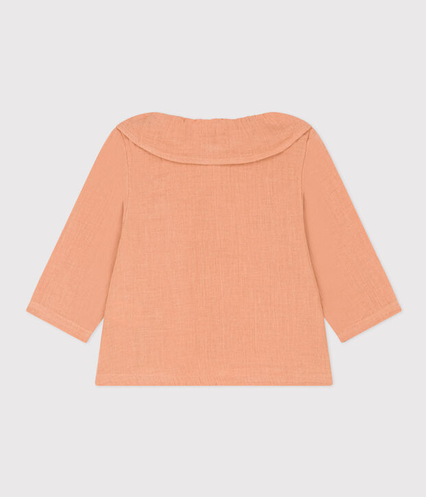 Blouse manches longues en gaze de coton b&eacute;b&eacute; rose