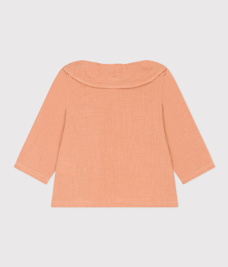 Blouse manches longues en gaze de coton b&eacute;b&eacute; rose SIENNA